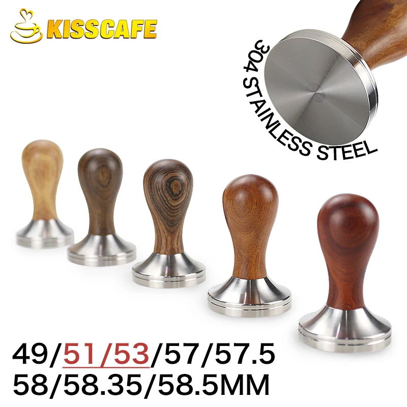 Tamper Kopi 51Mm 53Mm 57Mm 58.5Mm Dasar Baja Tahan Karat untuk Delonghi Breville Barista Espresso Aksesori Kopi Alat Sudut