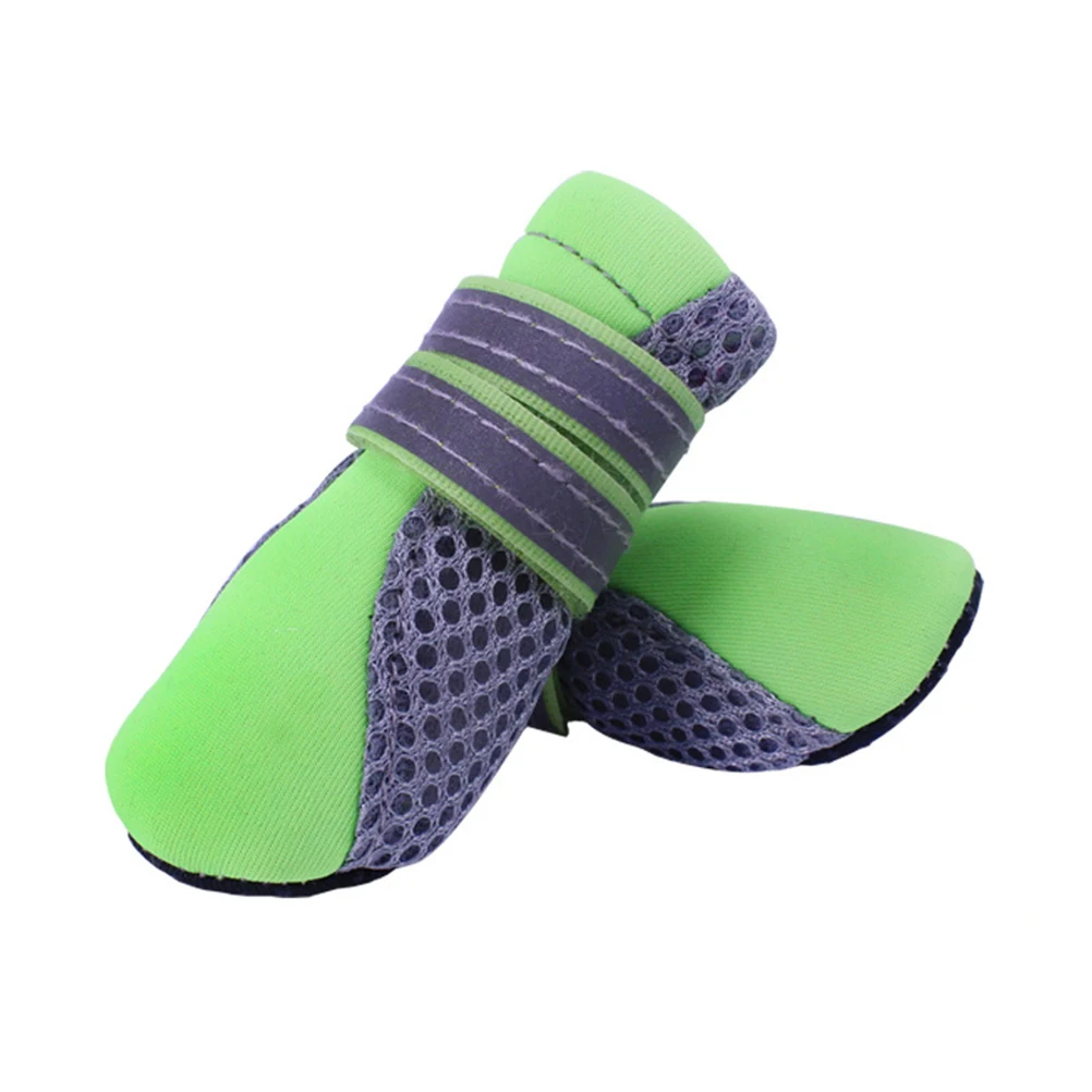 

Dog Shoes for Small Dogs Puppy Snow Boots Breathable Booties Green Color Anti Slip Rubber Soles Adjustable Closure Hiking
