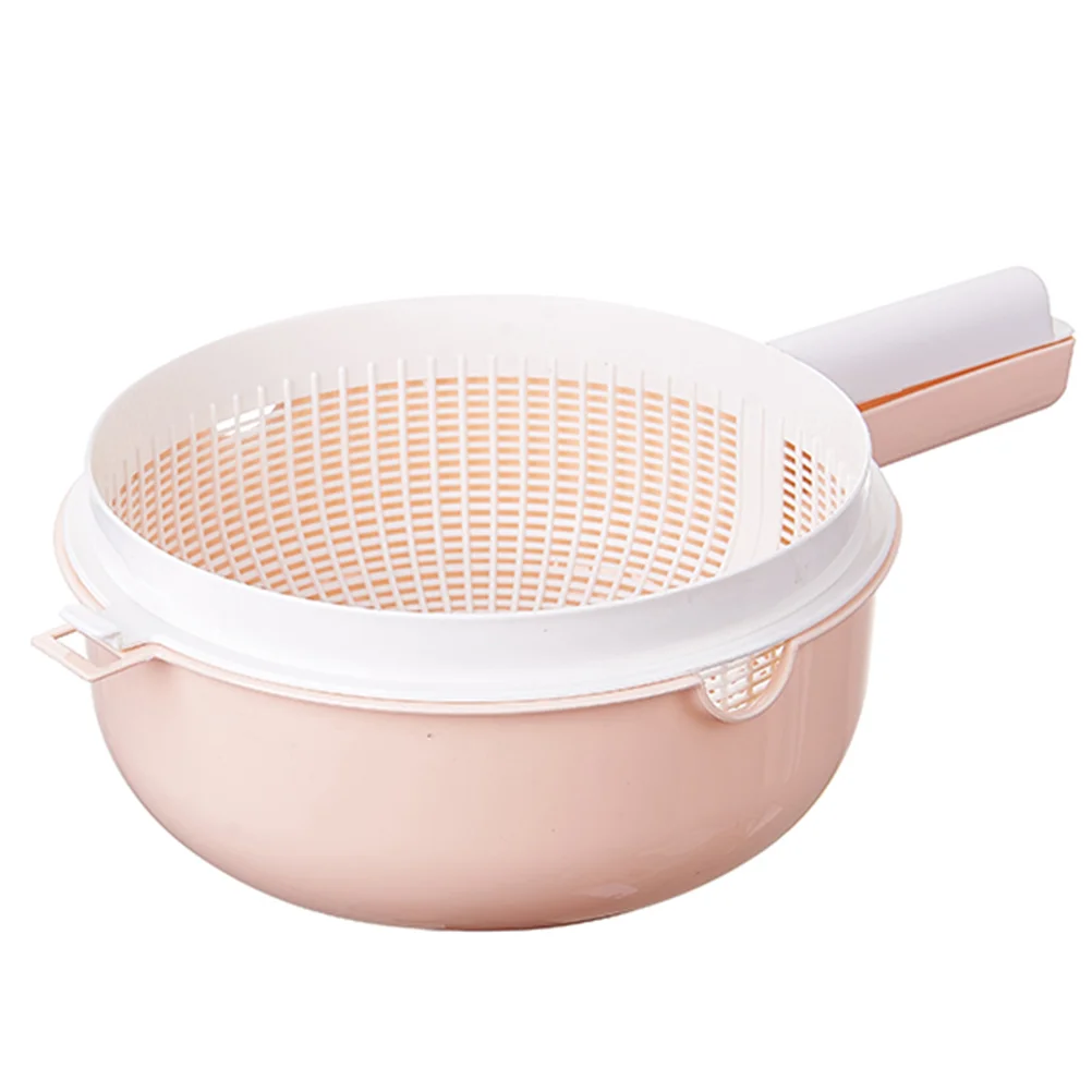 

2 Pcs Drain Basket with Handle Draining Fruit Vegetable Double Layers Washing Mesh Strainer Poratble Storage Rack