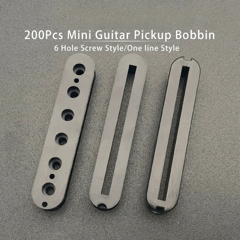 

200Pcs Mini Guitar Pickup Bobbin 65x12.3x9.8/11.8mm 6 Hole Screw Style/One line Style Guitar Bobbin Black
