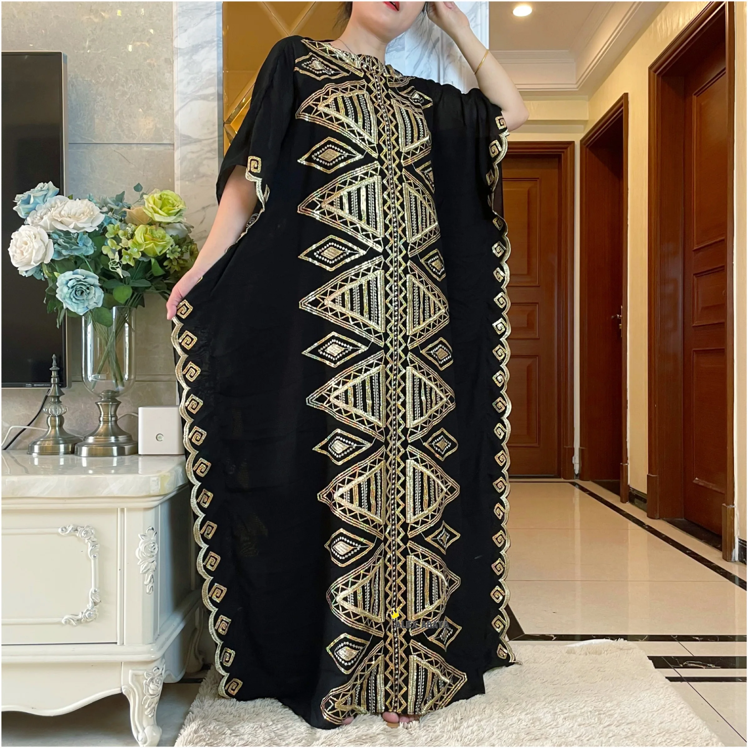 2023 Good Quality African Spring Dresses For Women Muslim Abaya Dubai  Sequins Embroidery Fashion Dress American Islam Clothing