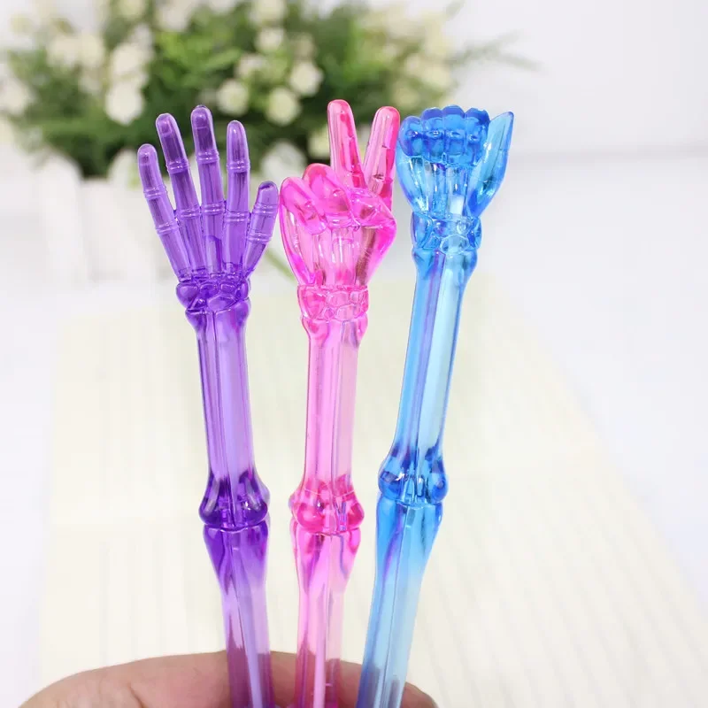50PCS Creative New and Strange Stationery Fingers Lifelike Bones Shaped Ballpoint Pens for Writing Style Random B
