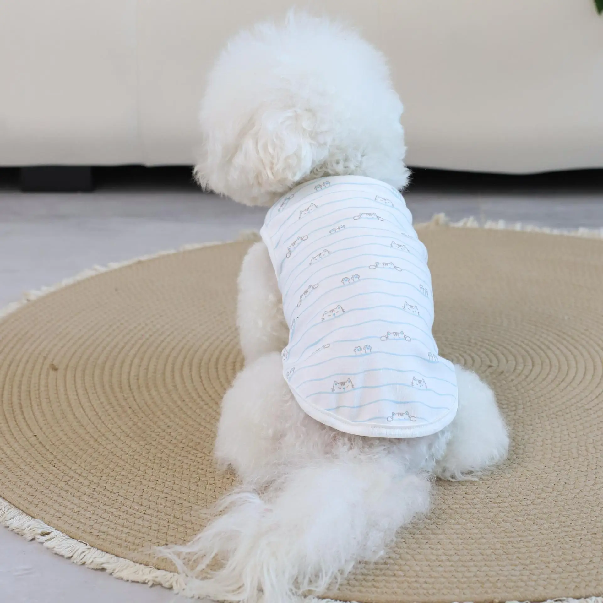 

Pet Clothing Dog Cat Parent-child Clothing Spring/summer Thin Cotton Home Sleepwear Teddy Bear Vest Cooling Vest for Dog