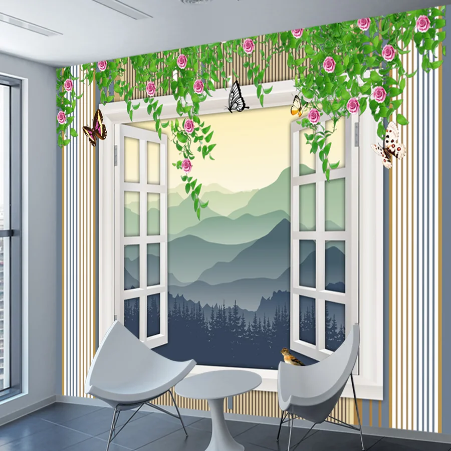 مخصص قشر وعصا خلفية ورق الحائط ديكور المنزل لغرفة المعيشة الديكور الأثاث تجديد نافذة الأزهار أريكة جدارية