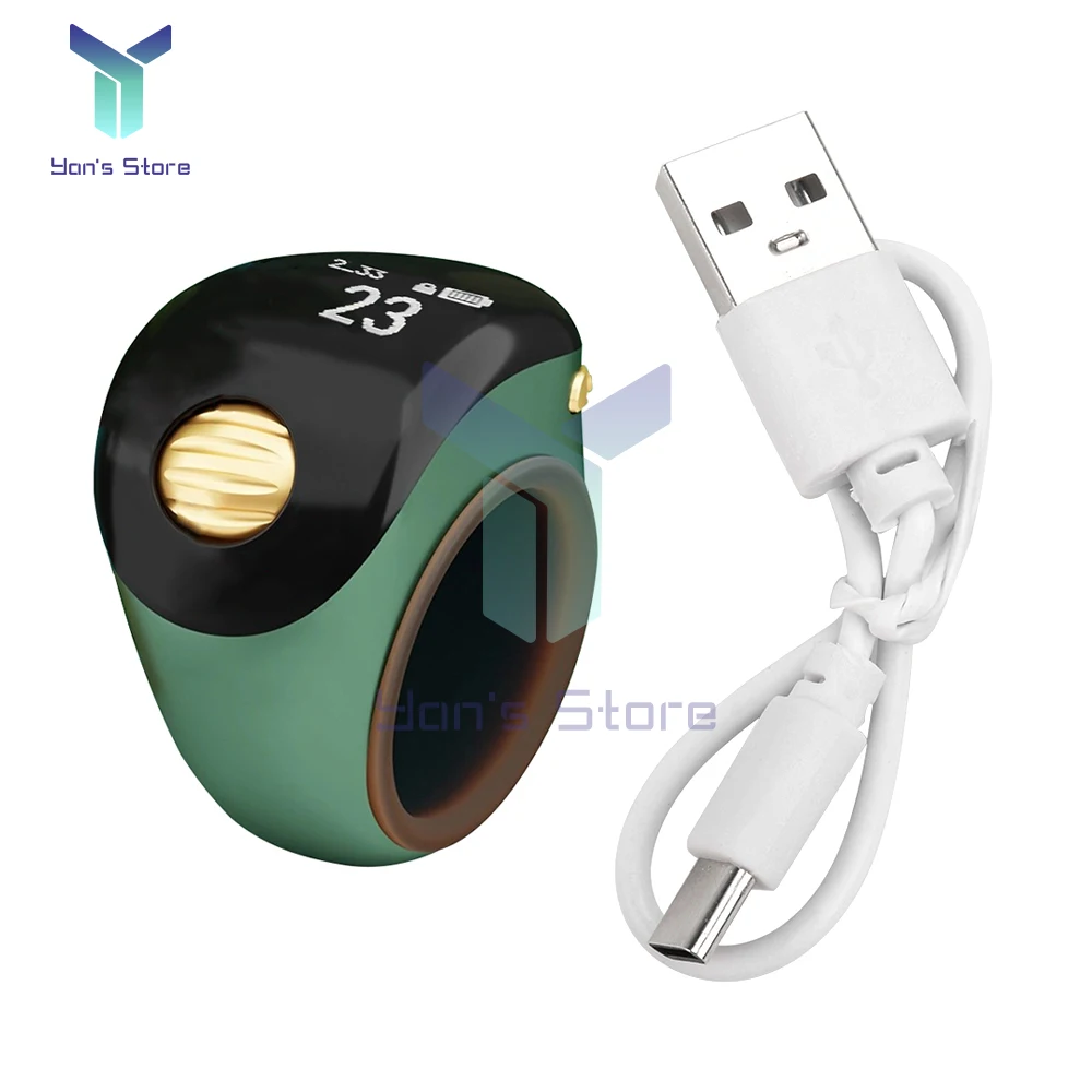 Smart Tasbih Tally Counter OLED Digital Electronic Counter Multi-function Prayer Time Vibration Reminder Tasbeeh Ring Counters