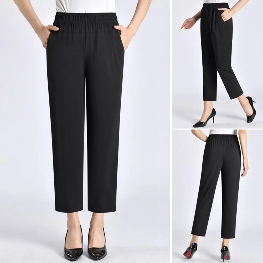 

Women Casual Pants Stylish Women's High Waist Elastic Pants with Reinforced Pockets for Streetwear Summer Comfort for Ladies