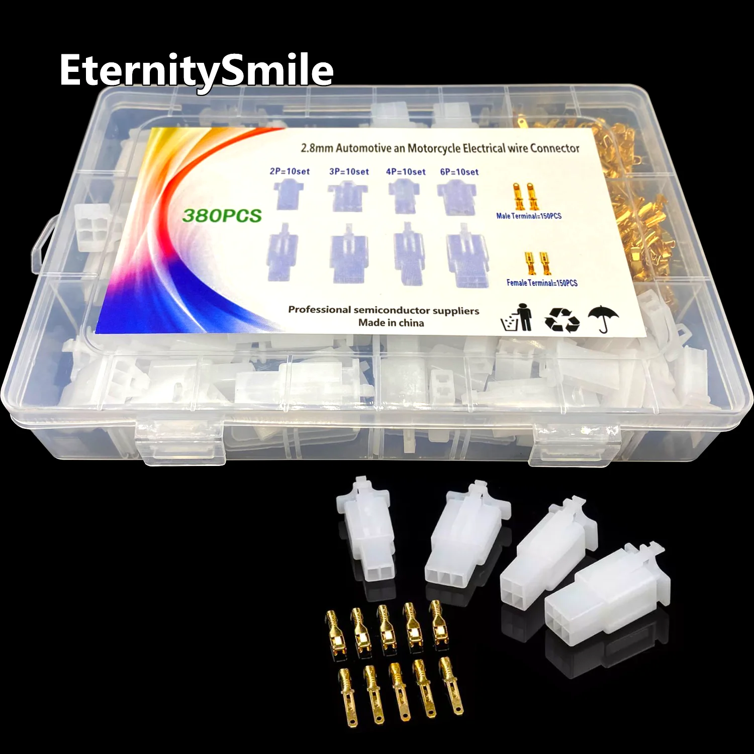 380/580pcs 2/3/4/6 Pin Crimp Auto Electrical Insulated Cable Wire Terminals Male Female Plug Socket Connector Kit For Motorcycle