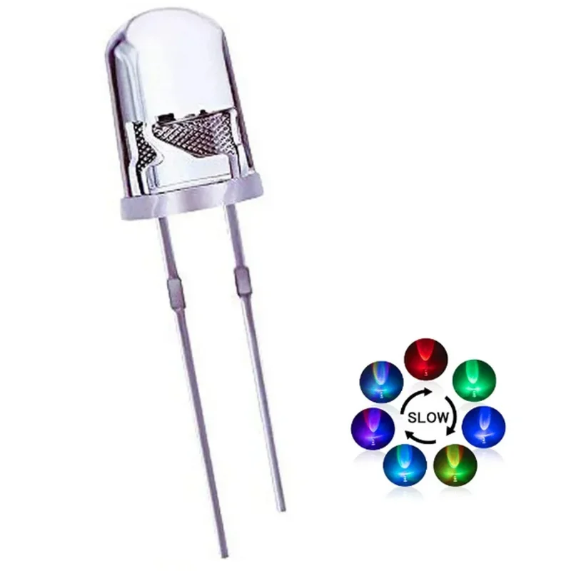 100 pces/5mm piscando diodos multicoloridos flash lento/flash rápido led piscando diodos emissores de luz lente redonda clara
