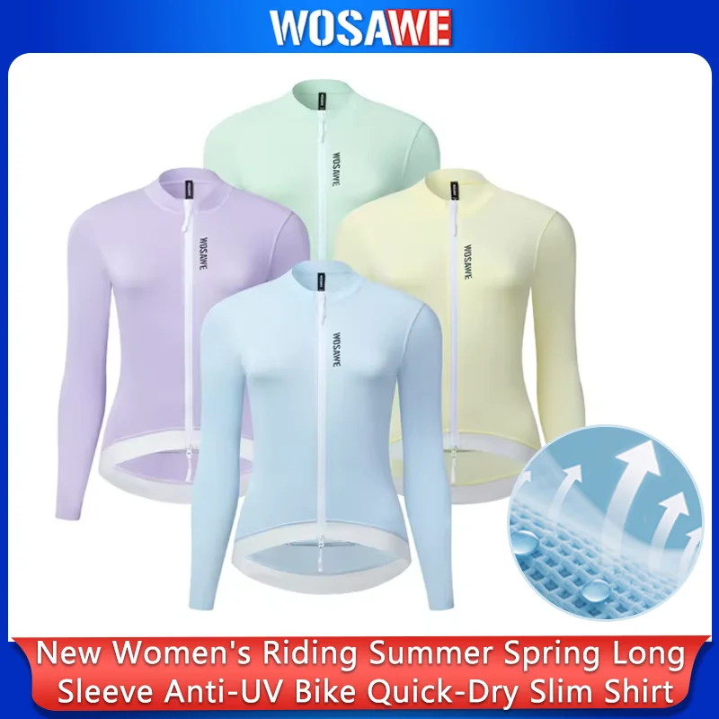 

WOSAWE Women Cycling Jersey Breathable Quick Drying Cycling Clothes Anti-sweat Road Bike Shirt Slim Fit with two way YKK Zipper