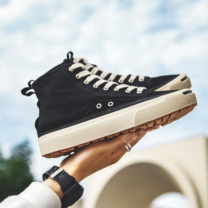 

2026 New Men's High-top Outdoor Canvas Shoes, High-quality Men's Breathable and Non-slip Lace-up Casual Shoes, Men's Shoes