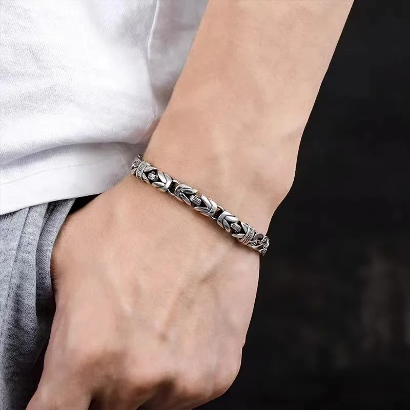 RAKOL Factory Price S925 Vintage Silver Color Handmade Bracelet For Men And Women Stylish Hip Hop Niche Thai Bracelet Jewelry