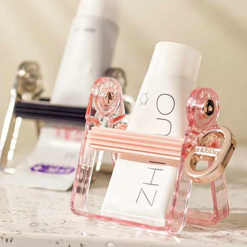 ローリングチューブ歯磨き粉スクイーザー、家庭用、回転ハンドル、歯磨き粉ディスペンサー、ハンドクリーム絞りツール、バスルームアクセサリー