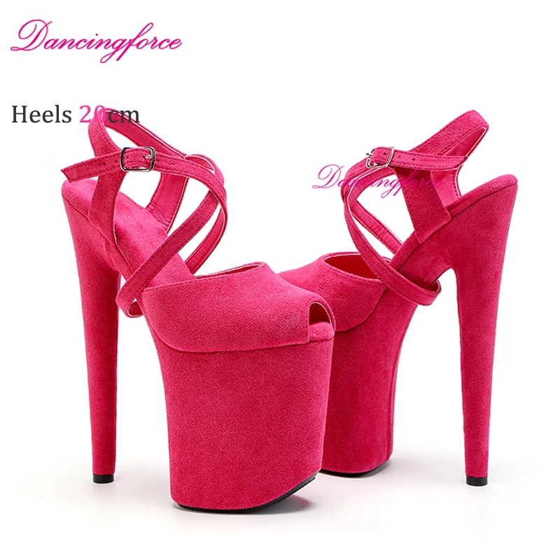 New Cross Straps 20cm 8inches Suede Upper Fashion Sexy Exotic High Heel Platform Party Women Sandals Pole Dance Shoes