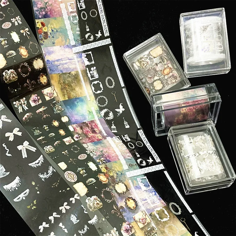 Feuilles d'ongles léopard 100cm, 1 pièce, papier de transfert de dentelle, autocollants floraux, enveloppes d'ongles à nœud papillon, décorations Vintage pour Nail Art