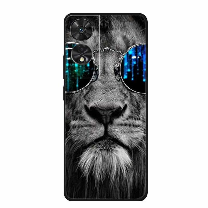 Para TCL 505 Funda de teléfono León Lobo Tigre negro silicona suave Funda trasera Para TCL 505 Funda Para TCL505 Shell