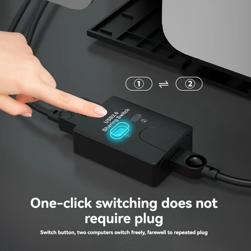 2 Ports USB2.0 Hub USB Switch Printer Sharer Two Computers Share A Usb Device 2 In 1 Out USB Splitter Share U Disk