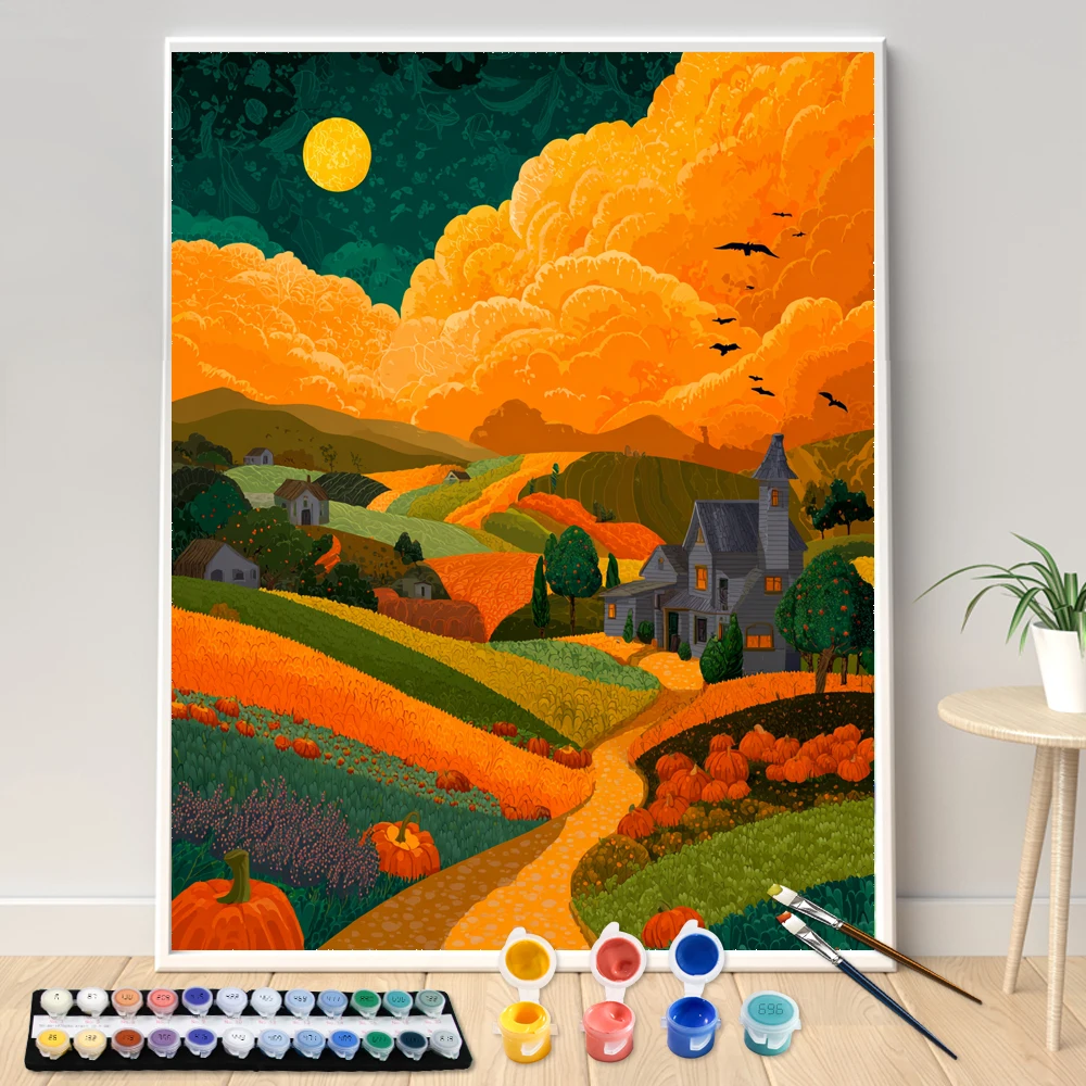 مجموعة الطلاء اليدوي لموسم الحصاد بالأرقام DIY عمل فني من الأكريليك قماش هدية فنية للمنزل #1