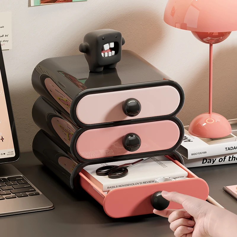 Gabinete de almacenamiento de escritorio con cajón extraíble de gran capacidad para dormitorio de sentido avanzado, caja de almacenamiento de cosméticos, tocador para el hogar