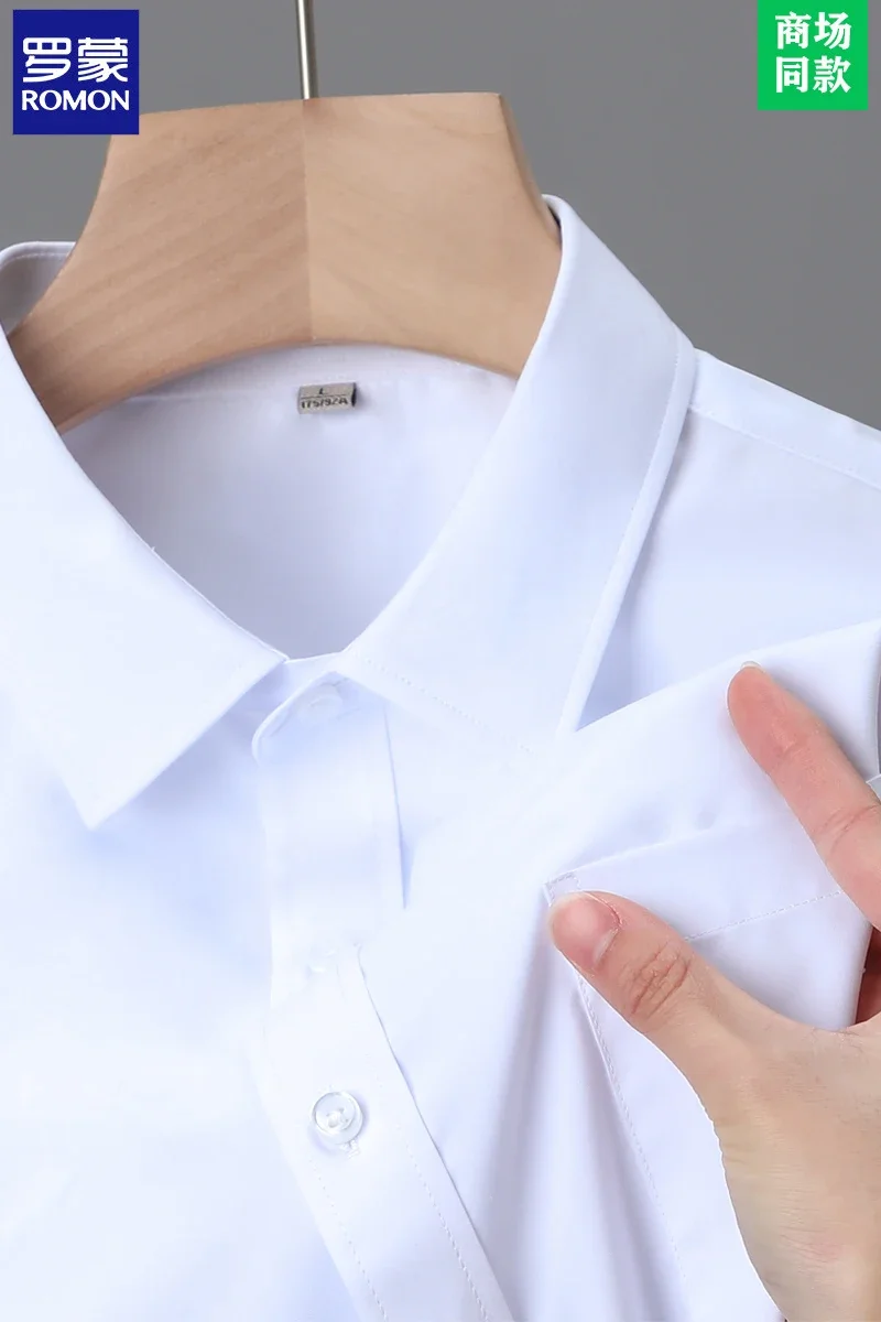 100% Mulberry Silk Short Sleeve Shirt for Men\'s Summer Thin Business Dress Men\'s Clothing White Shirt Pocket Shirt Chemise Homme