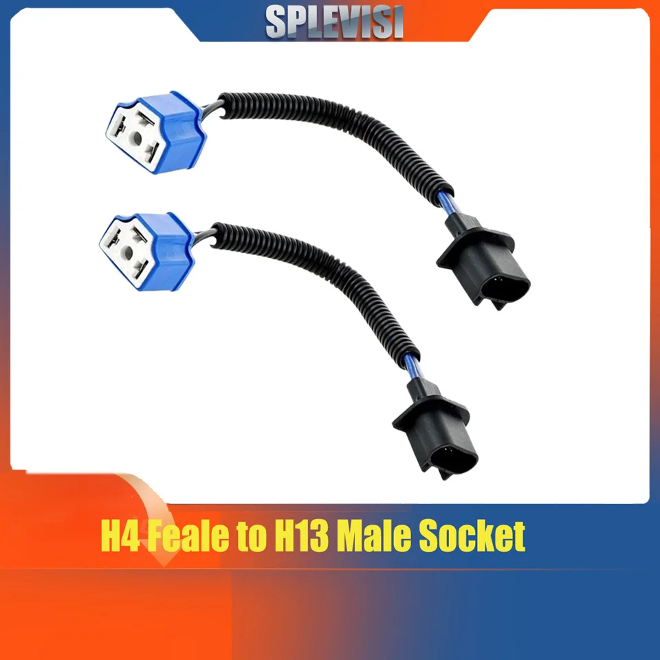 

H13 Male to H4 Female Wiring Harness Connector Harness Adapter Connector Conversion Cable For for Jeep Wrangler JK TJ Trucks