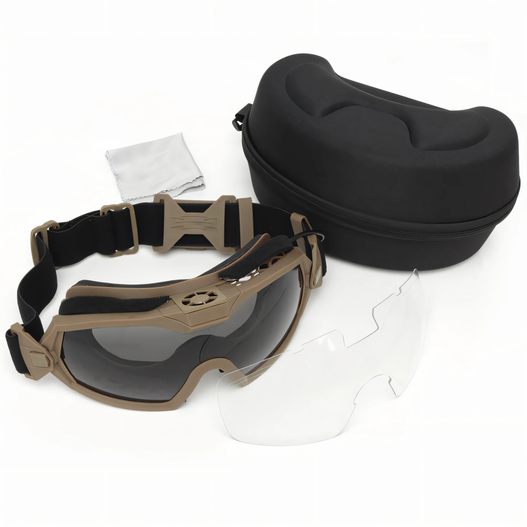Wosport Tactical Anti-Fog Goggles, Two Replaceable Lenses, Built-in small fan Adjustable Strap for Airsoft Outdoor Training Gear