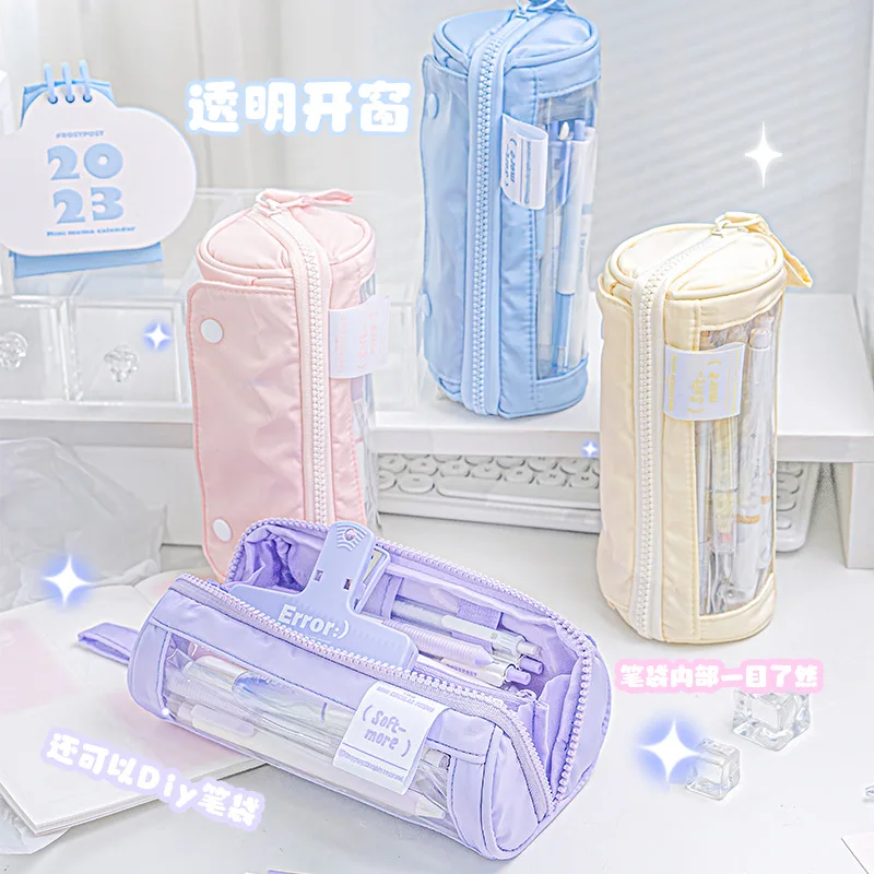 Planwith RosyPosy Cylindrical Prism 4.0 Pencil Case Stationery Organizer,Window Visible Large Capacity Portable Desktop Storage