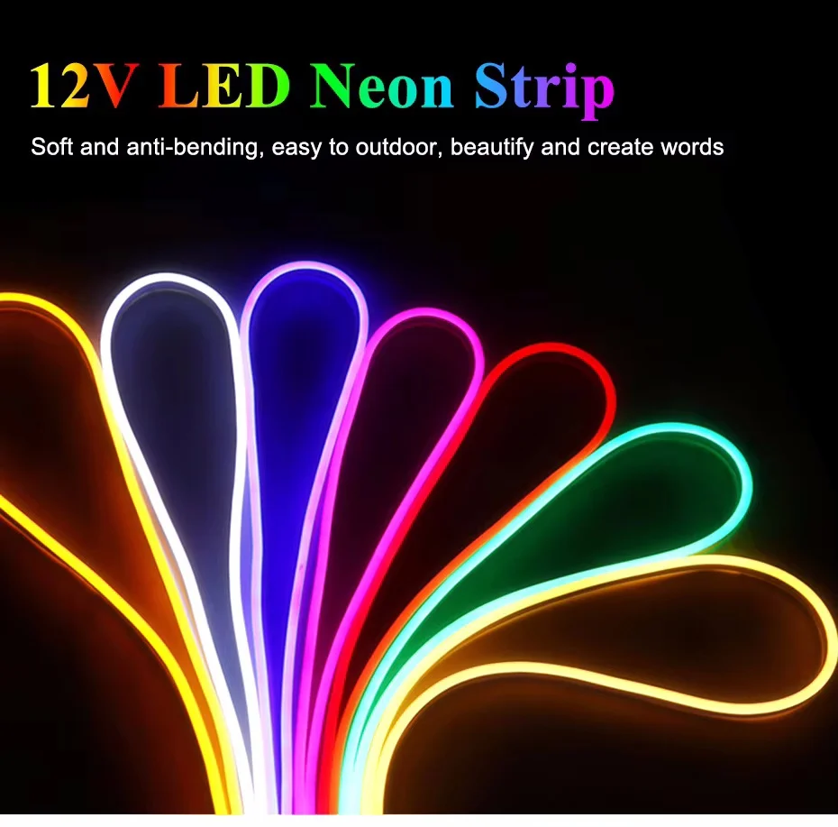 LED Neon Lights 12V Warm White LED Strip Lights Waterproof 2835 120leds/m LED Neon Rope Lights Neon LED Strip for Bedroom Indoor