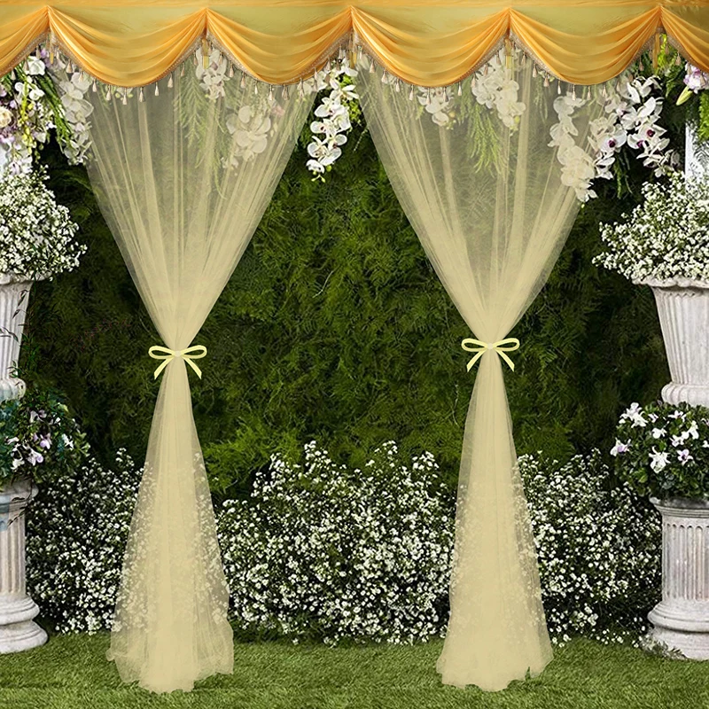

1M Event Party Valance Drape Panel Decor Backdrop Curtain Swag Stage Wedding Background Drapery Table Skirt Ice Silk Swag