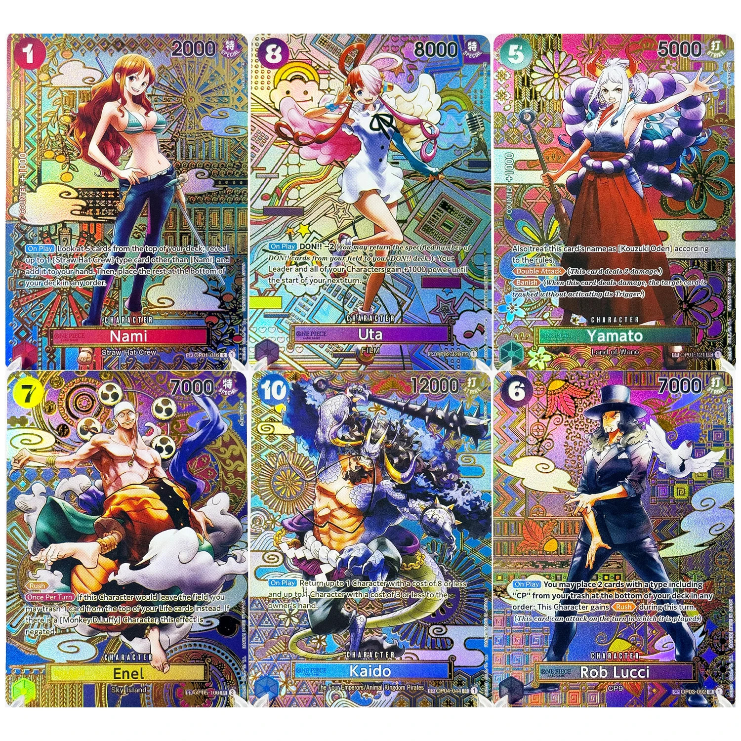 Komplettes Set One Piece Kartenspiel SP Seltene Karten Vollständige Sammlung Hochwertige DIY-Replika Anime-Folien-Proxy-Karten [Englisch/Japanisch]