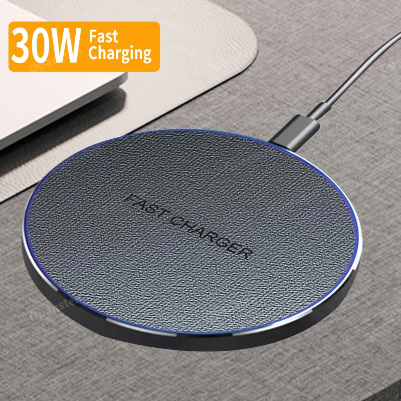 30W Ultra-Thin Fast Wireless Charger Pad for  iPhone 15 14 13 12 Samsung Galaxy S24 S23 S22 Wireless Induction Charging Station