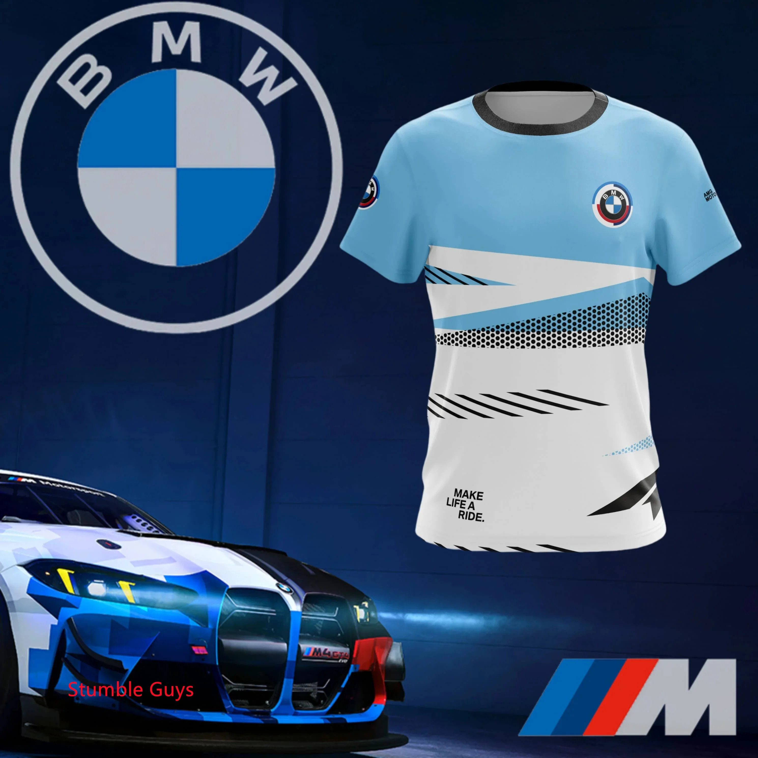 

Men's Summer BMW Short Sleeve T-Shirt M Power Fashion Casual Sports Motorcycle Racing Car Brand Wear