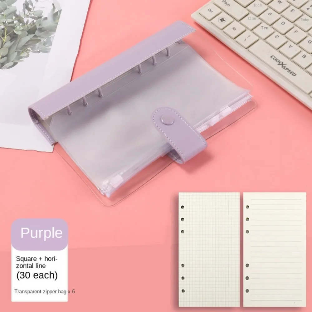 Ring Binder Loose Leaf Notebook Portable Creative 6 Rings Binder File Folder Cute Kawaii Loose-leaf Hand Notebook Children