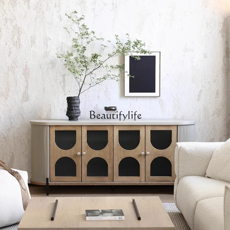 Expression Modern French Countryside Light Retro Wabi Sabi Wind Four Doors Dining Side Entrance Cabinet