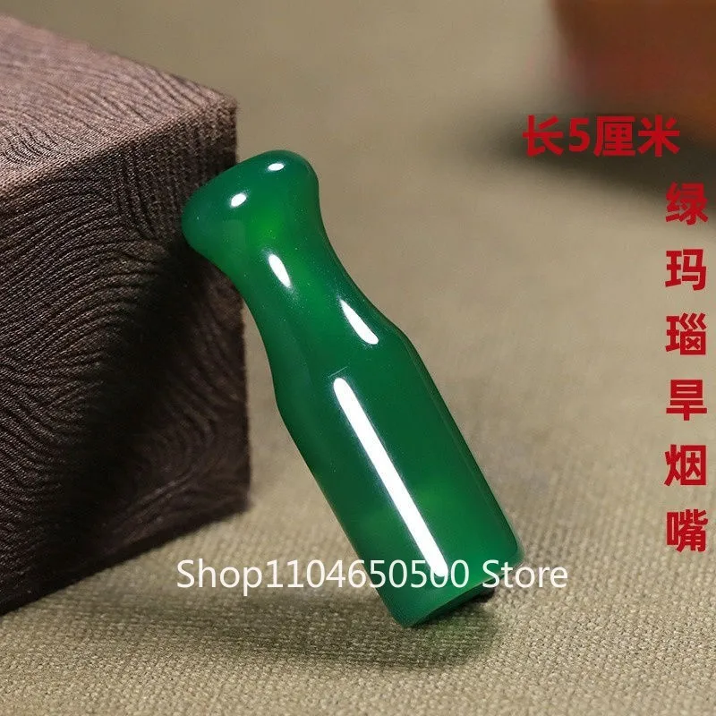 

Green Agate Smoking Pipe Tip 5cm Jade Tobacco Holder Mouthpiece For Pipe Bowl