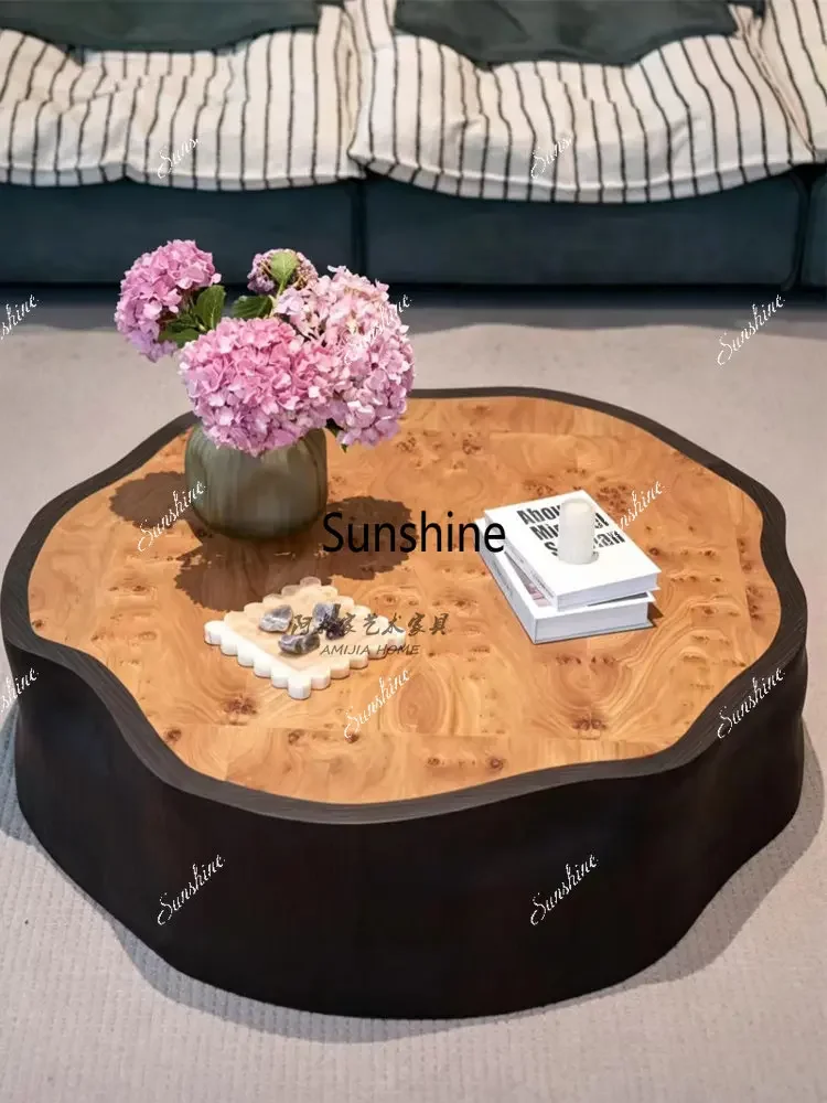 

Italian light luxury living room small apartment creative special-shaped storage coffee table