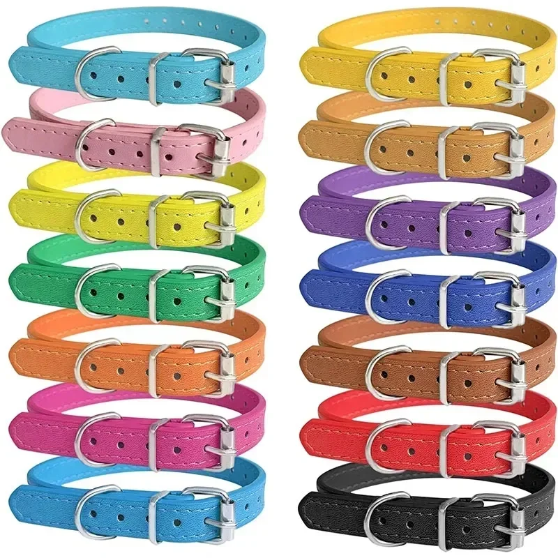 New Multicolor Puppy Collar Doggy Whelping Collar Newborn Small Dog Kitten Band Adjustable Leather Identification Collar for Pet