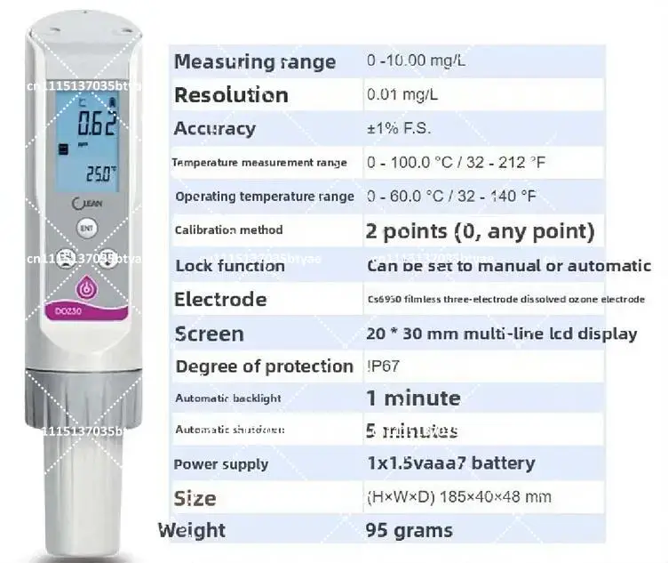 Portable Handheld Dissolved Ozone (O3) Meter - Pen-Type Tester with Replaceable Sensor (0-10.00mg/L) view 4