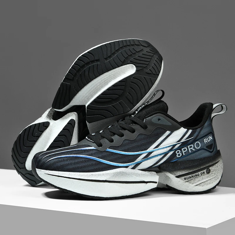 

Обувь из карбоновой пластины, мужская спортивная обувь для пар, амортизирующие противоскользящие кроссовки, легкие женские черные, серые кроссовки, размер 45,