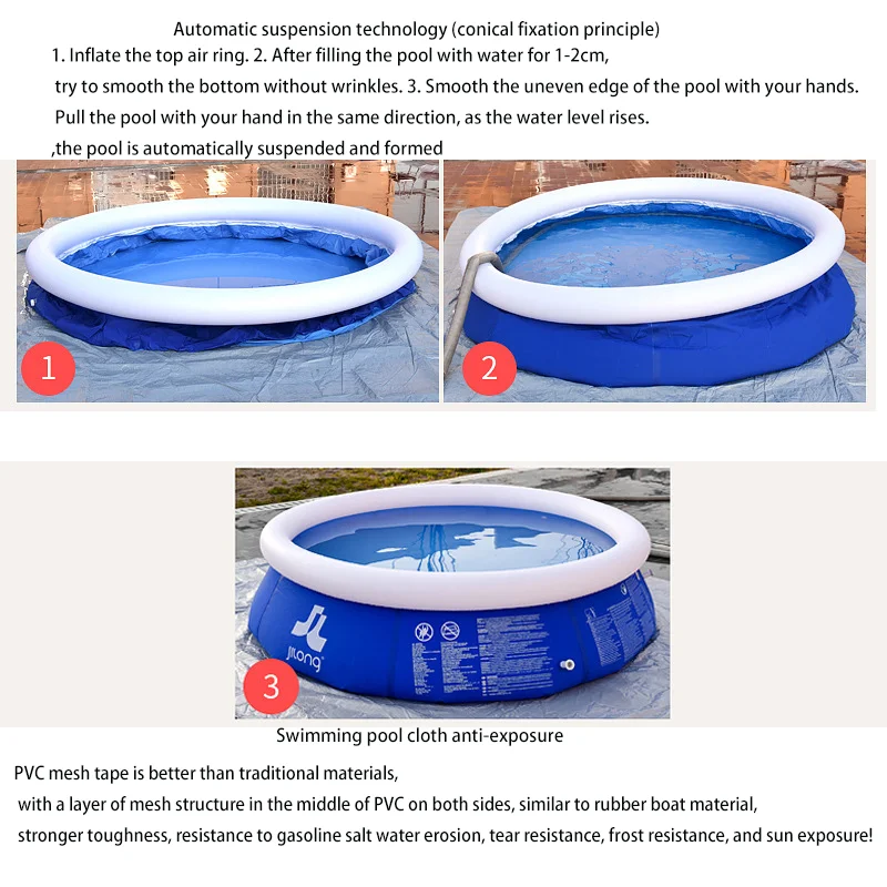 180*73cm Childrens Inflatable PVC Round Swimming Pool Summer Home Outdoor Adult Bathtub Clip Net Thickened Cushion Pool