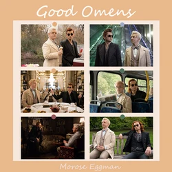 6Pcs TV Series Good Omens Postcard Ineffable Husbands Angel Demon Fans Favorite Character DIY Phone Laptop Decor Accessories