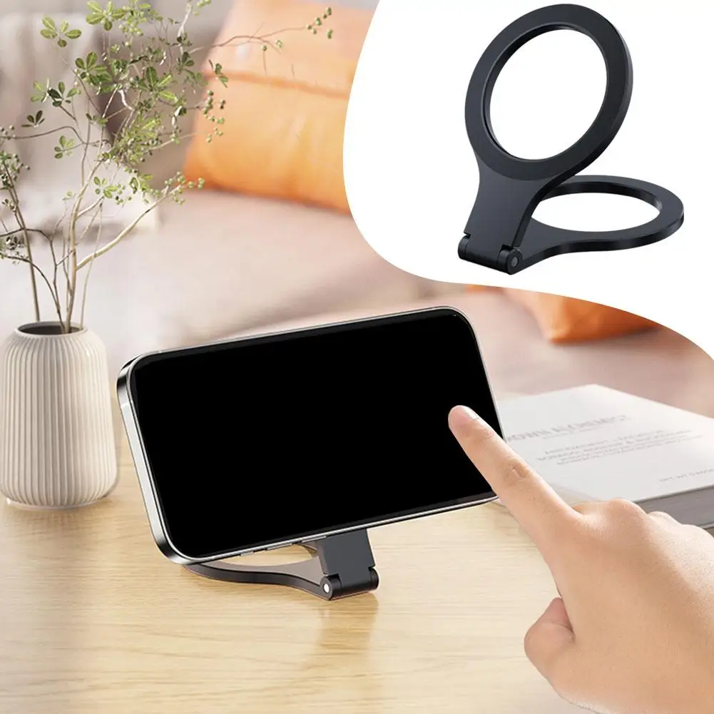 Double-Sided Magnetic Phone Holder Aluminium Alloy Mount For MagSafe Stand 180° Foldable Multi-function Magnet Kickstand O2O7