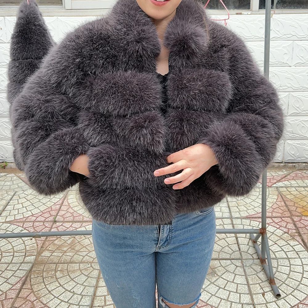 HOOOFUR namaakbontjas opstaande kraag wintermode korte dames hoge kwaliteit warme herfst nieuwe nepbont jas voor dames