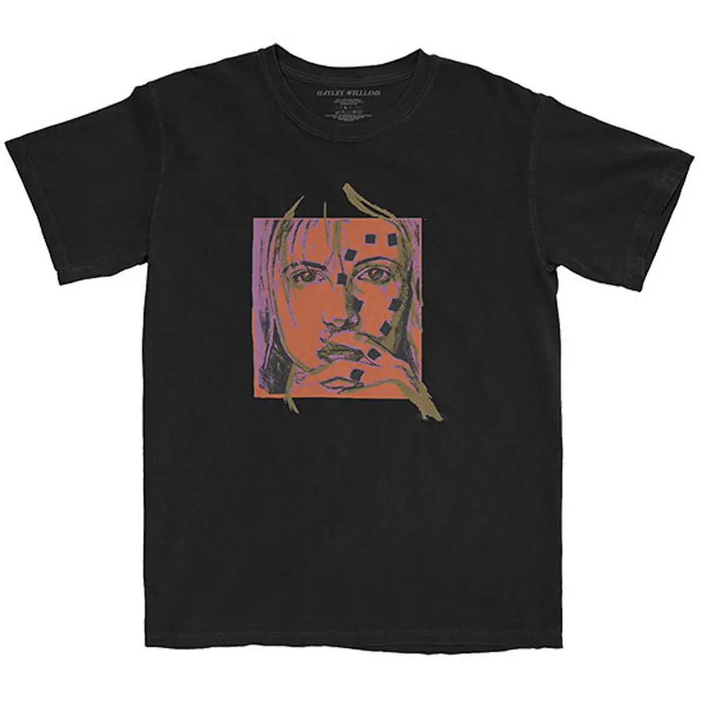 Men's Hayley Williams Petals Sketch Back Print Slim Fit T shirt Small Black