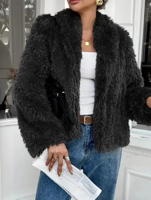 

Vacation Casual Fluffy Long Sleeve Coat for Women's Clothing 2025 Autumn/Winter Temperament Women Fashion Thermal Warm Jackets