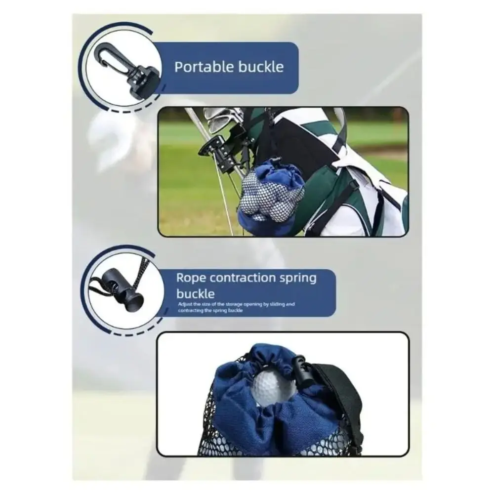 Drawstring Closure Golf Ball Storage Bag High Quality Portable Mesh Golf Ball Pouch Foldable Large Capacity Golf Net Bag