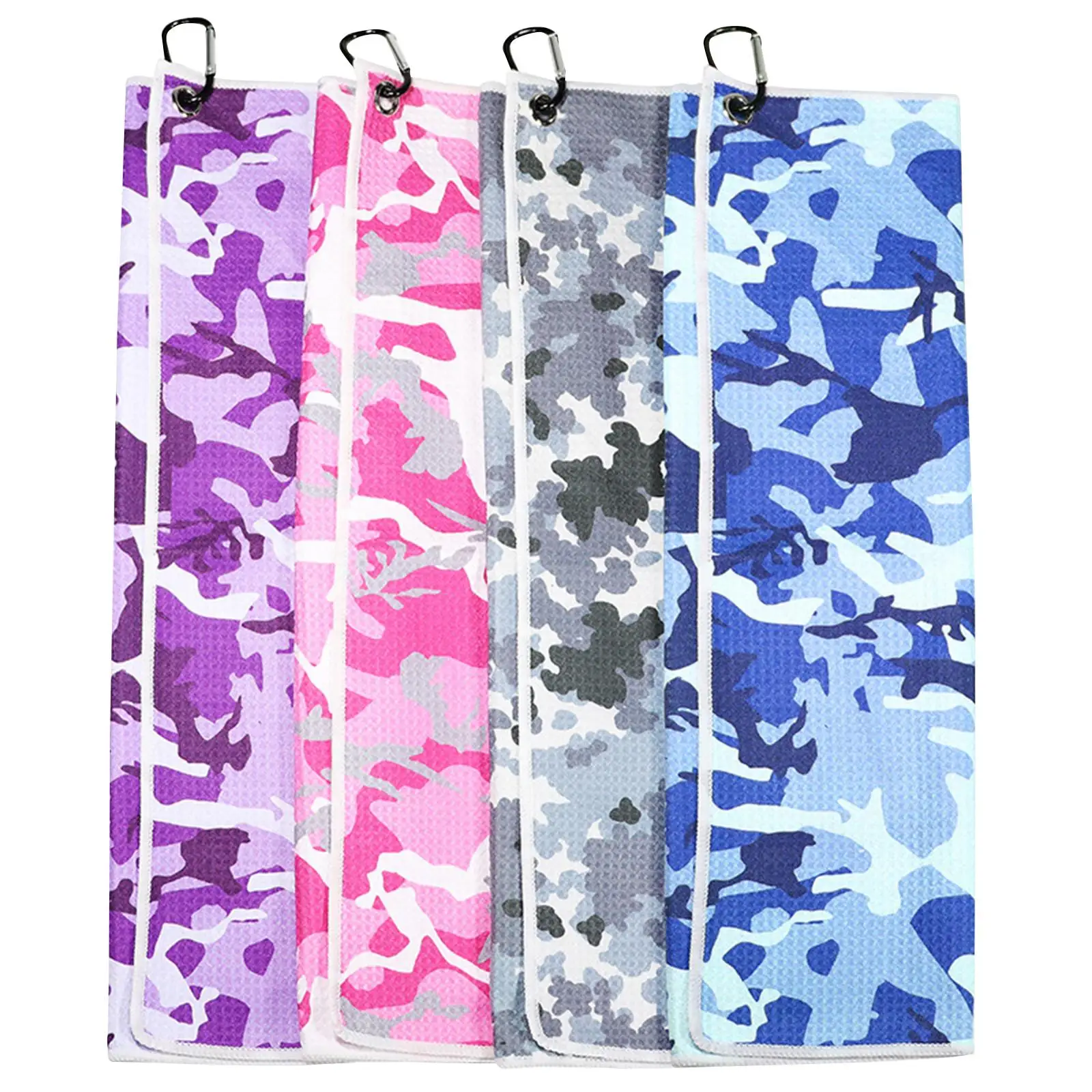 

Golf Towel with Carabiner Clip Microfiber Weave Pattern Water Absorption