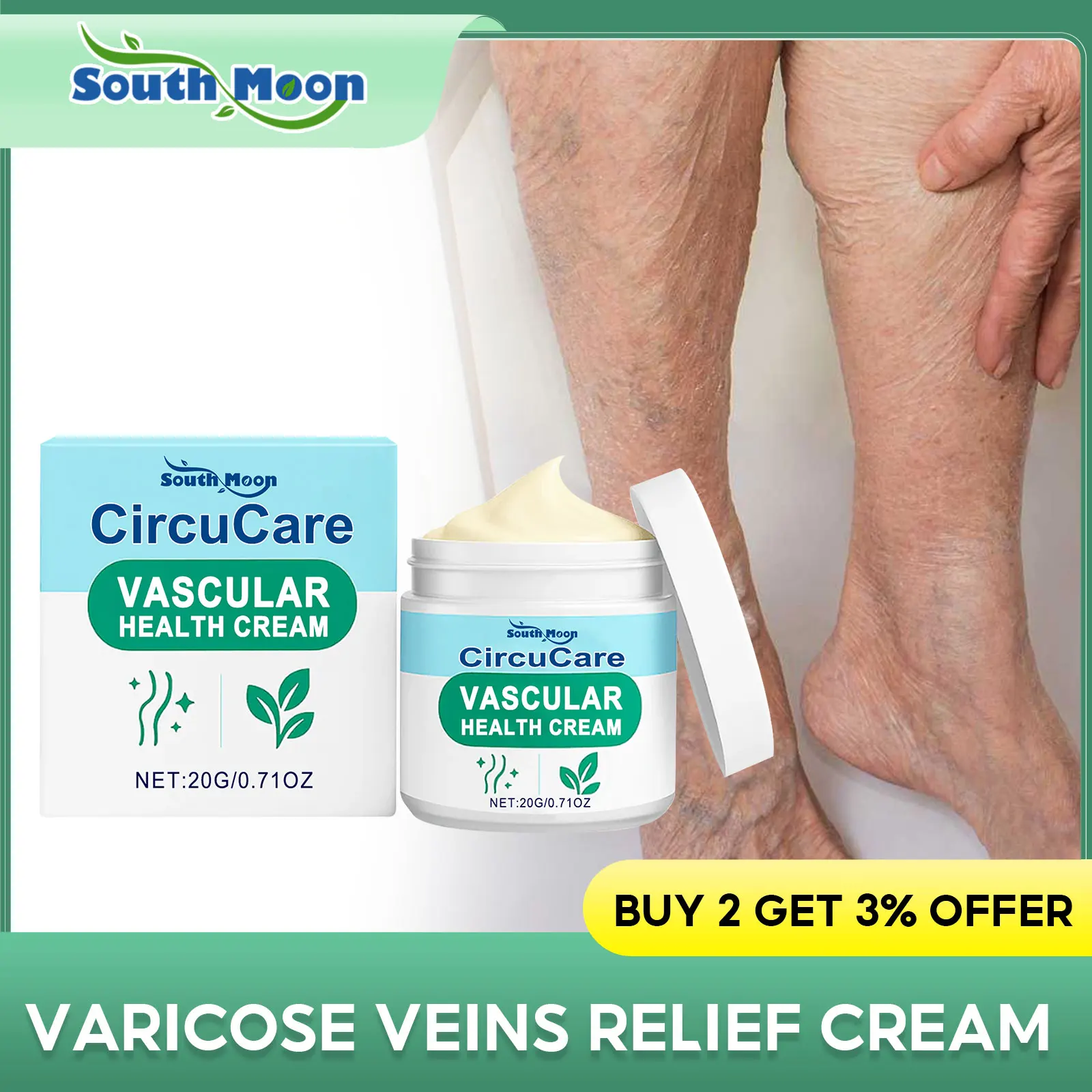 

Varicose and Spider Veins Cream Relieve Vasculitis Improve Blood Circulation Soothing Tired Legs Reduce Swelling Vein Treatment