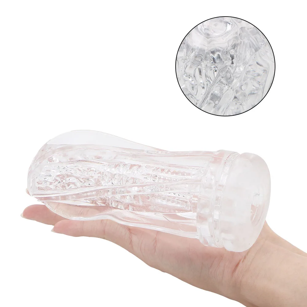 17cm Male Masturbator Transparent Jelly Vaginal For Men Penis Pump Cock Exerciser Glans Sucking Artificial Pussy Sex Toys Erotic