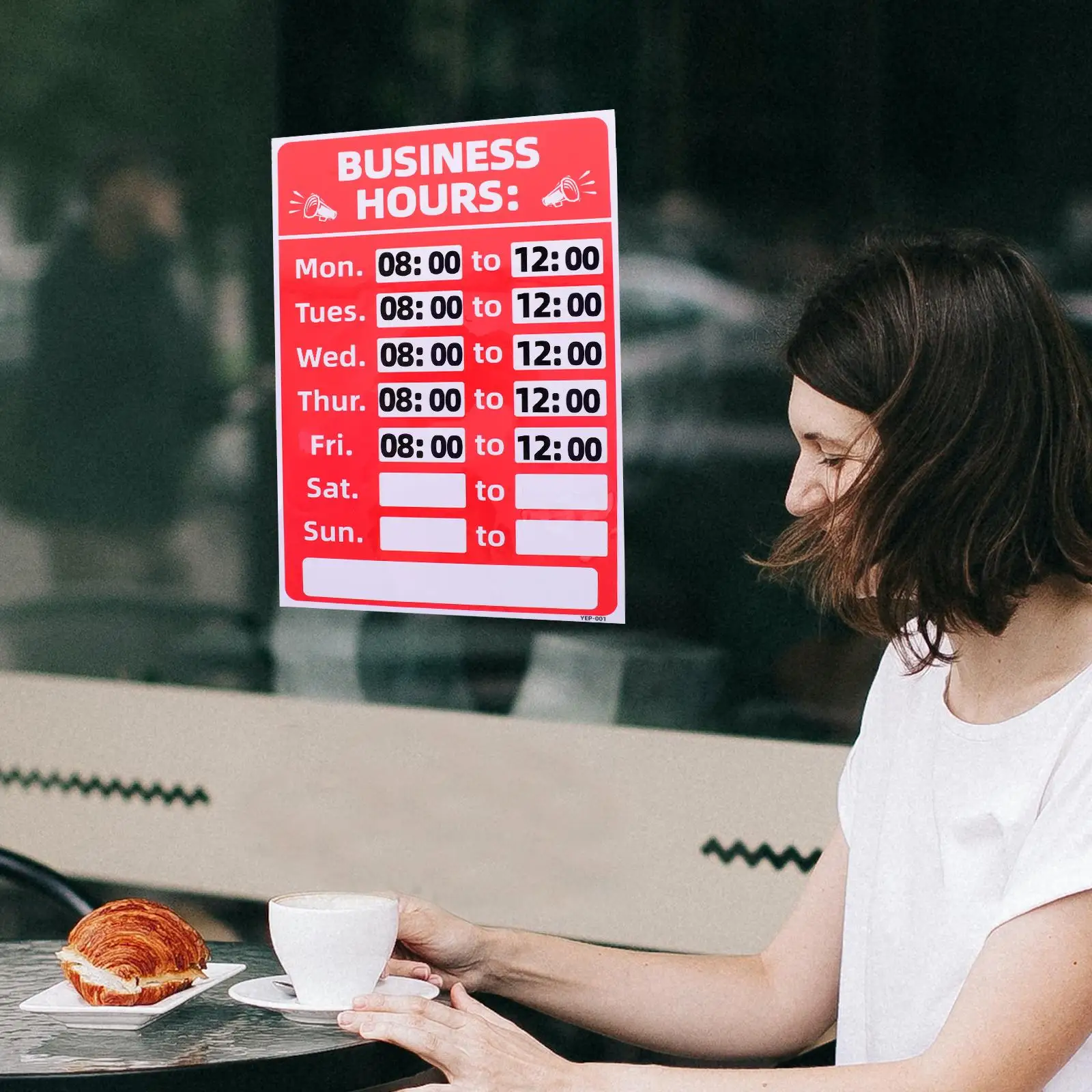 2Pcs Business Hours Signage Self Adhesive PVC Changeable Opening Signs Labels Waterproof Bank Office Shop Cafe Restaurant Store