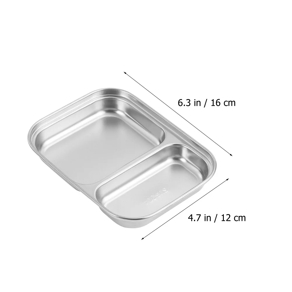 Stainless Steel Divided Plate Kids Food Serving Tray Multi-Use Lunch Compartment Dish Household Tableware Kitchen